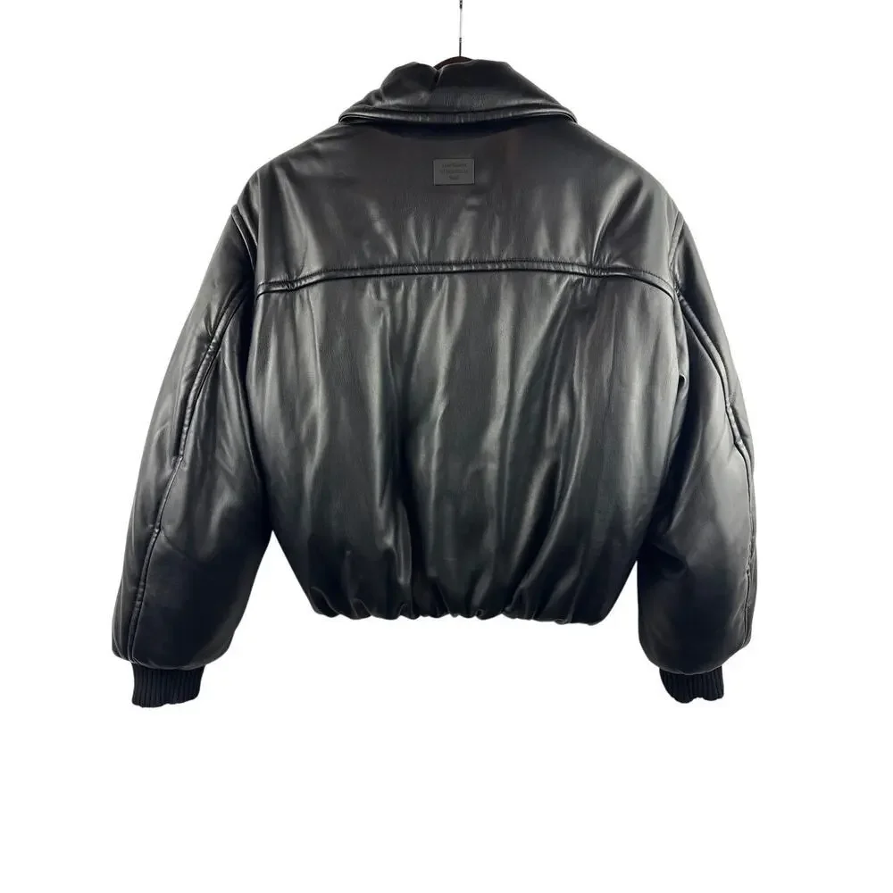 Women’s Acne Studios Medium Black Leather Bomber Jacket - Picture 3 of 5